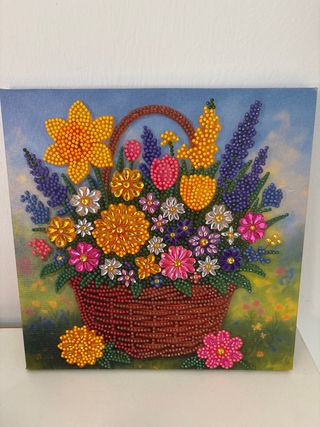 Cuadro Flores Piedritas Hecho a Mano