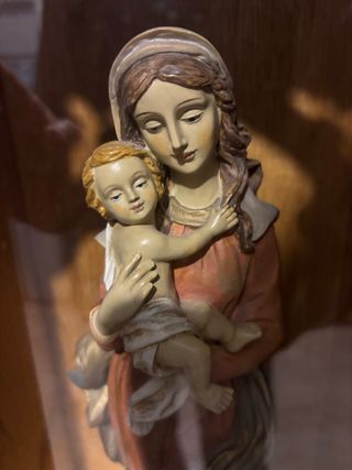 Capilla portátil antigua limosnera Virgen