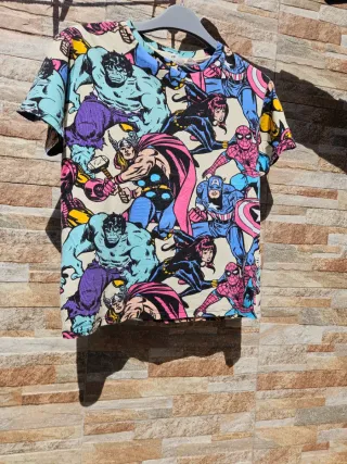Camiseta Marvel Talla 9-10 Estampado Superhéroes