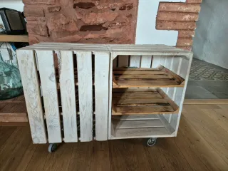 Juego 2 Cajas Madera Ruedas