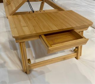 Mesa auxiliar bambú patas plegables