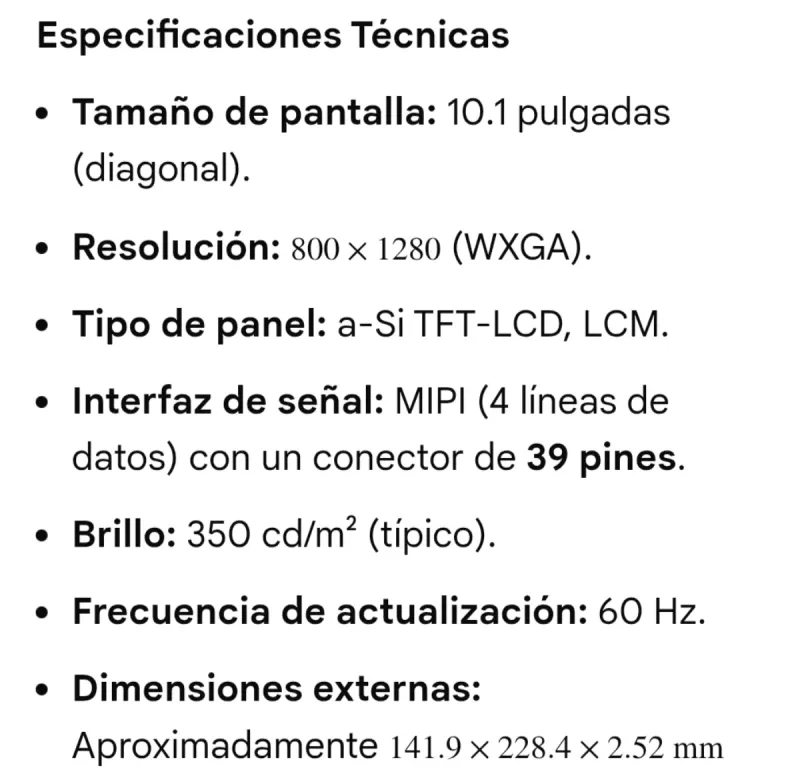 Pantalla BOE TV101WXM-NL3 para Tablets 10.1 afbeelding 2