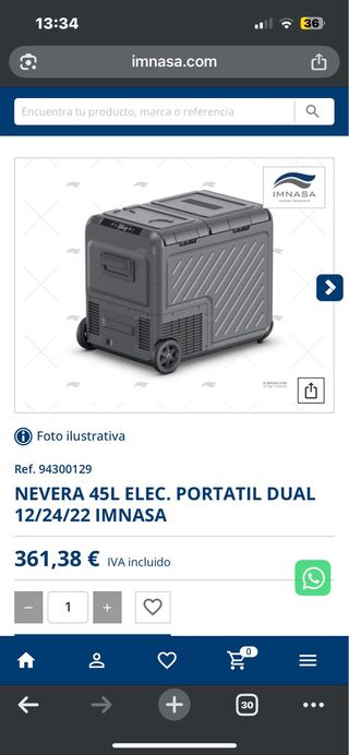 Nevera portátil IMNASA 45L 12V/24V NUEVA camper