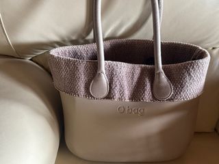 Borsa O bag beige/grigio