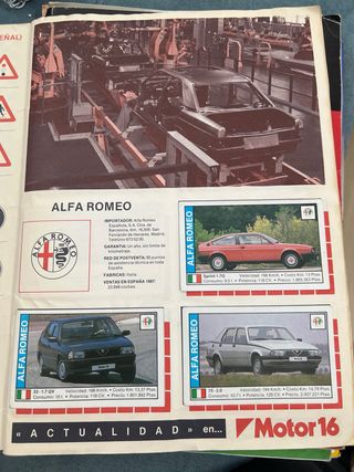 Album Cromos Coches Motor 16 Colección COMPLETO