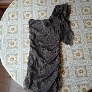 Vestido Negro Dorado Brillo Talla Única