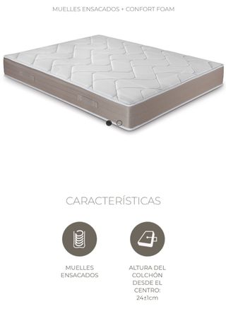 Colchón 135x190cm Modelo: Tardor Muelles encastado
