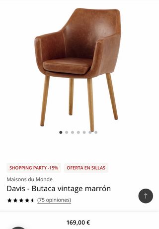 Poltrona Davis Maison du Monde in pelle marrone