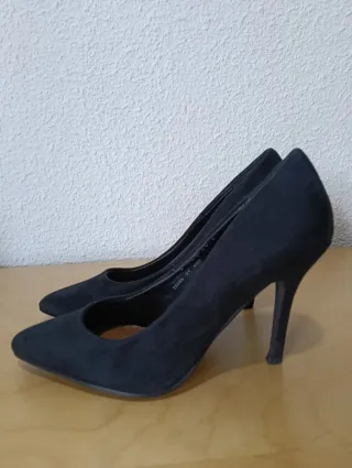 Zapatos salón mujer antelina negros T37