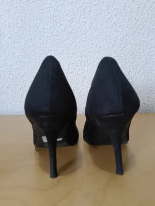 Zapatos salón mujer antelina negros T37