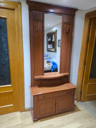 Mueble recibidor madera con espejo