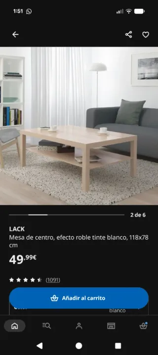 Mesa de centro Ikea Lack de madera