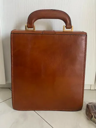 Borsello uomo vintage vera pelle marrone