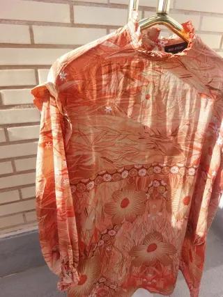 Vestido hippie seda tonos tierra talla única