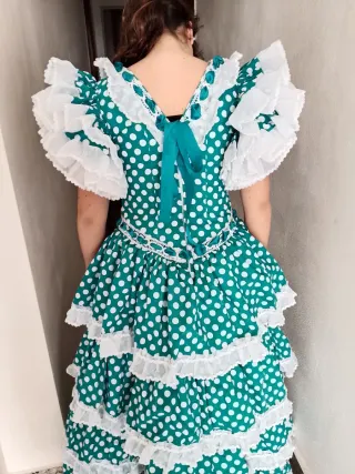 Traje Sevillana Lunares Verde