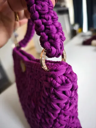 Borsa donna viola uncinetto