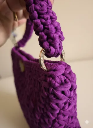 Borsa donna viola uncinetto