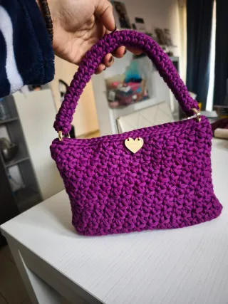 Borsa donna viola uncinetto