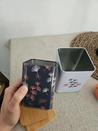 Conjunto 2 Cajas Metal Tapa Bambú