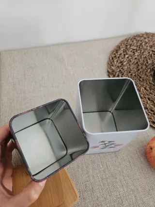 Conjunto 2 Cajas Metal Tapa Bambú