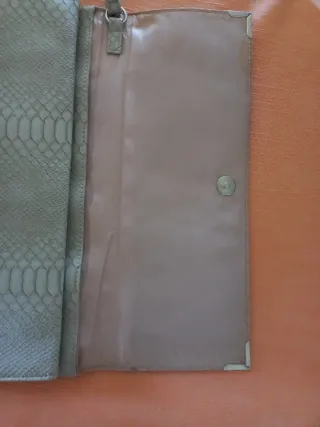 Bolso Clutch Piel Serpiente Gris Nuevo
