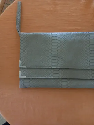 Bolso Clutch Piel Serpiente Gris Nuevo