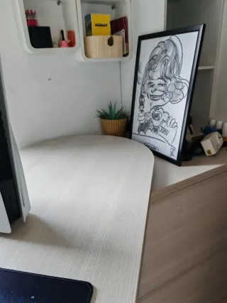 Escritorio con Cajonera Beige y Blanca