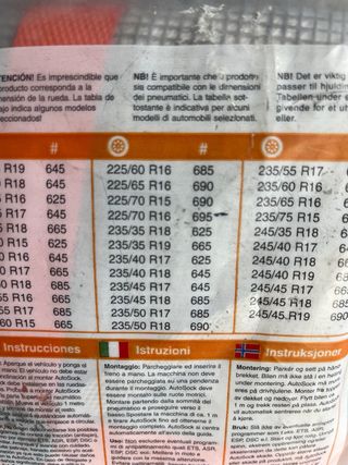 Cadenas de nieve tela AutoSock R15/R16