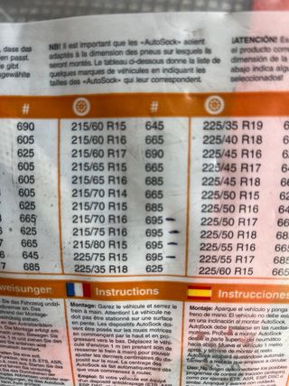 Cadenas de nieve tela AutoSock R15/R16