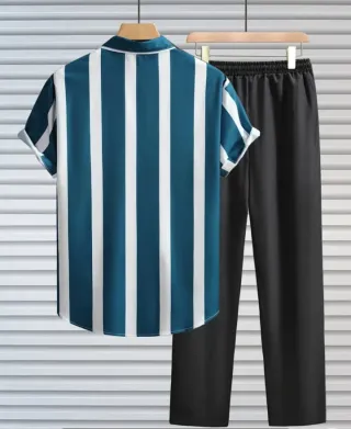 Conjunto Rayas Camisa y Pantalón Marrón