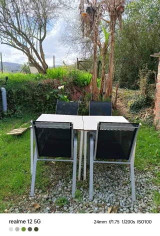 Sillas de jardín grise y rosa 2 mesas4 sillas hama