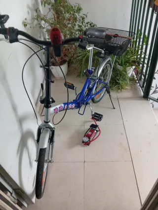 Bicicleta Plegable Azul con Cesta, Envio gratis.