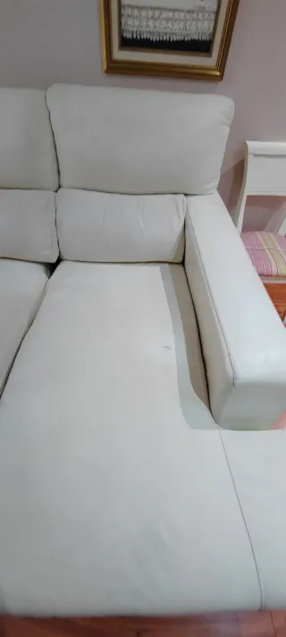 Sofá Chaise Longue Piel Blanco