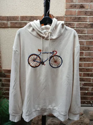 Sudadera Springfield Beige Bordado Bicicleta