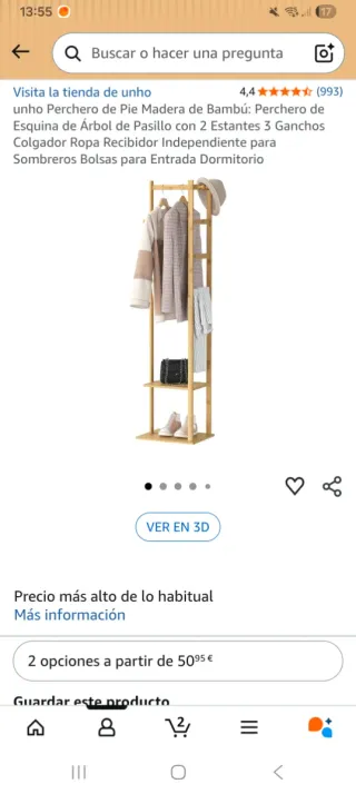 Perchero de pie de madera de bambú