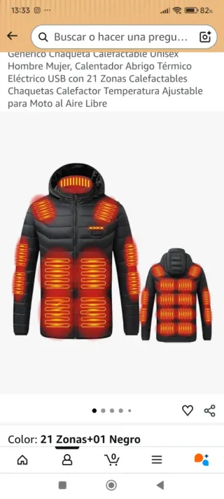 Chaqueta calefactable negra mujer Talla