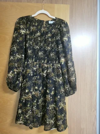 Vestido gasa Molly Bracken floral marron y beige