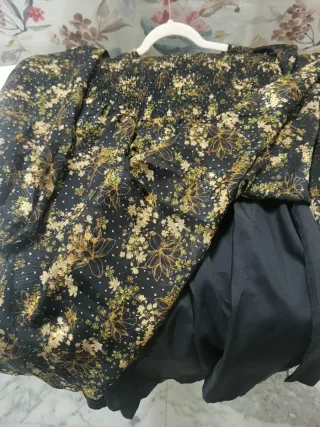 Vestido gasa Molly Bracken floral marron y beige