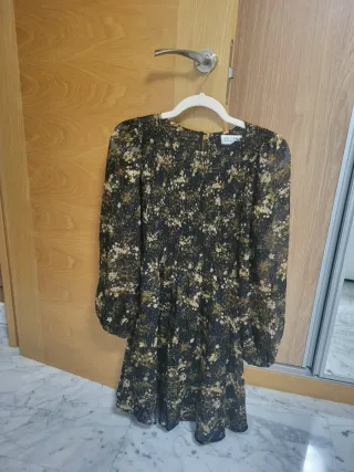 Vestido gasa Molly Bracken floral marron y beige