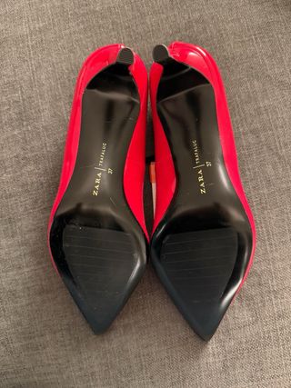 Zapatos Zara Talla 37 Rojos Charol