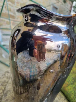 Vaso ceramica nero e rosso