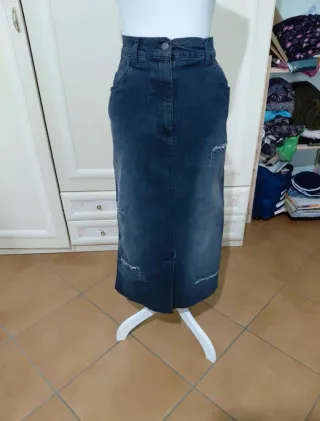 Gonna lunga jeans Grifia vintage sfumata