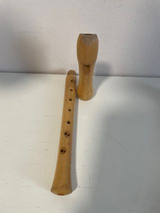 Flauta dulce de madera con funda
