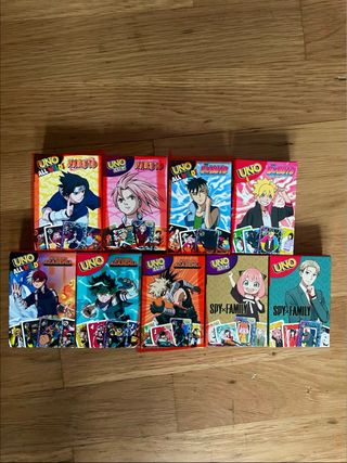 UNO Cartas Anime Naruto, Boruto, MHA, Spy Family