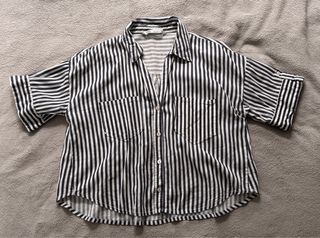 Blusa Zara Rayas Azul Marino y Blanco