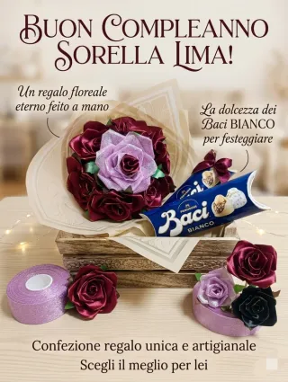 Rosa in raso fatta a mano