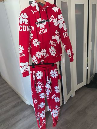 Conjunto ICON rojo flores y logo