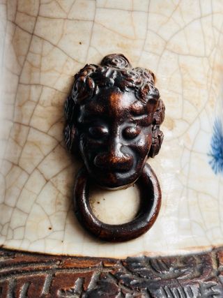 Gran jarrón de porcelana china azul y blanco