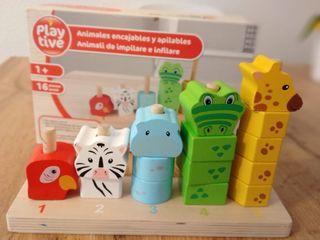 Juego apilable madera Playtive animales