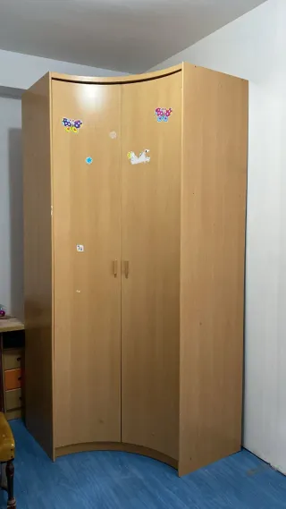 Armario de rincón madera beige/marrón